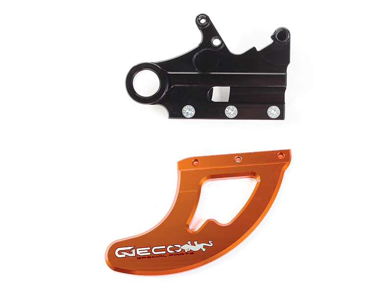 Geco Rear Rotor Guard / Shark Fin - ORANGE & BLACK - 2003-2012 KTM SX / SXF 125-450, 2003-2023 KTM EXC / EXCF 125-500